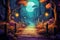 Enchanting Moonlit Forest: A Mystical Journey Through the Fenced Path