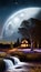 Enchanting Moonlit landcape illustration Artificial Intelligence artwork generated