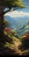 Enchanting Mountain Path With Peculiar Oak - Miyazaki Hayao Style