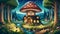 Enchanting Mushroom Cottage in a Magical Forest Clearing