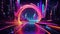 Enchanting Neon Fantasy Portal: Explore a Futuristic Holographic Wonderland with Mesmerizing Laser Lines.