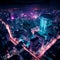 Enchanting Nocturna: A Whimsical Night Cityscape in Dark Teal and Light Violet