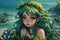 Enchanting Odyssey The Adult Seaweed Fairy - Gilded Eyes, Wrapped in Seaweed, with Azure-Green Skin