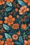 An enchanting orange floral background, vibrant and full of life