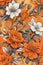 An enchanting orange floral background, vibrant and full of life