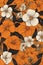 An enchanting orange floral background, vibrant and full of life