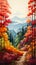 Enchanting Oregon: A Hanging Scroll of Fall\\\'s Majestic Beauty in