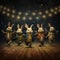 Enchanting Photorealistic Rendering Of Four Rabbits Dancing With Lanterns