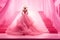 Enchanting Pink Dress Doll Parade: A Whimsical Showcase of Fashion and Fun. Generative AI