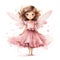 Enchanting Pink Fairy in Watercolor Style AI Generated