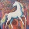 Enchanting Pointillism Art Glowing Rainbow Horse In Fantastical Realms