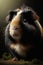 Enchanting portrait of a Cute Fluffy Guinea Pig in a Dark Studio with Intricate Details and Mesmerizing Lighting. Generative AI