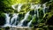 Enchanting Rainy Season, Verdant Trees Surrounding a Majestic Forest Waterfall