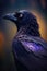 The Enchanting Raven: A Majestic Portrait of a Beautiful Crow with Intricate Details and Striking Lighting. Generative AI