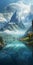 Enchanting Realistic Fantasy Art: Majestic Mountain And Serene Lake