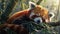 Enchanting red panda in bamboo tree photorealistic masterpiece of nature s charm