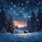 Enchanting scene Christmas silhouette against a snowy, magical winter night