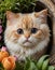 Enchanting Scene: A Fluffy Orange Kitten Curiously Gazes by the Window
