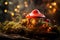 Enchanting scene of a glowing mushroom in magical forest with mystical wizardly background
