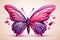Enchanting Scene Purple Butterfly Amidst a Garden of Pink Flowers
