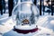 Enchanting Snow Globe with a Winter Wonderland.AI Generated
