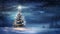 Enchanting Snowy Christmas Tree with Sparkling Lights, Festive Holiday Wonderland