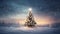 Enchanting Snowy Christmas Tree with Sparkling Lights, Festive Holiday Wonderland