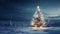 Enchanting Snowy Christmas Tree with Sparkling Lights, Festive Holiday Wonderland