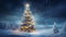 Enchanting Snowy Christmas Tree with Sparkling Lights, Festive Holiday Wonderland