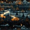 Enchanting snowy landscape with trees, lights, and detailed patterns (tiled