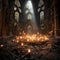 Enchanting Spellcasting: Witches and Wizards Weaving Magic in a Medieval Chamber