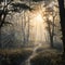 Enchanting spiderwebs adorned with morning dew in a natural setting