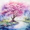 Enchanting Spring Blossoms in Watercolor Painting Style