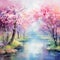 Enchanting Spring Blossoms in Watercolor Painting Style