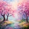 Enchanting Spring Blossoms in Watercolor Painting Style