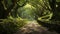 Enchanting Stone Path Through Lush Green Valleys: Detailed Fantasy Art