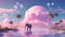 Enchanting Twilight: A Surreal Landscape with a Balancing Elephant