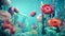 Enchanting Underwater Garden with Blooming Flowers