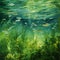 Enchanting underwater scene with small fish and eelgrass