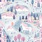 Enchanting Unicorns and Castles in Pastel Tones Seamless Pattern