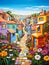 Enchanting Village Pathway: A Heavenly Journey through a Blossom