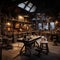 Enchanting Vintage Blacksmith Workshop: Craftsmanship Tools, Metalwork Projects, and Warm Dusk Lighting