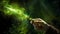 Enchanting Wand Unleashes Luminous Green Energy Spell