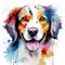 Enchanting Watercolor Dog Portrait Amidst Blank White Space