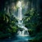 Enchanting waterfall cascades through the depths of a lush forest