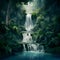 Enchanting waterfall cascades through the depths of a lush forest