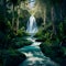 Enchanting waterfall cascades through the depths of a lush forest