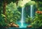 Enchanting Waterfall in a Lush Jungle: Nature\\\'s Oasis