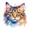 Enchanting White Background Cat Watercolor Art