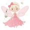 Enchanting winged sprite, adorable illustration of a colorful fairy with cute wings and floral touches